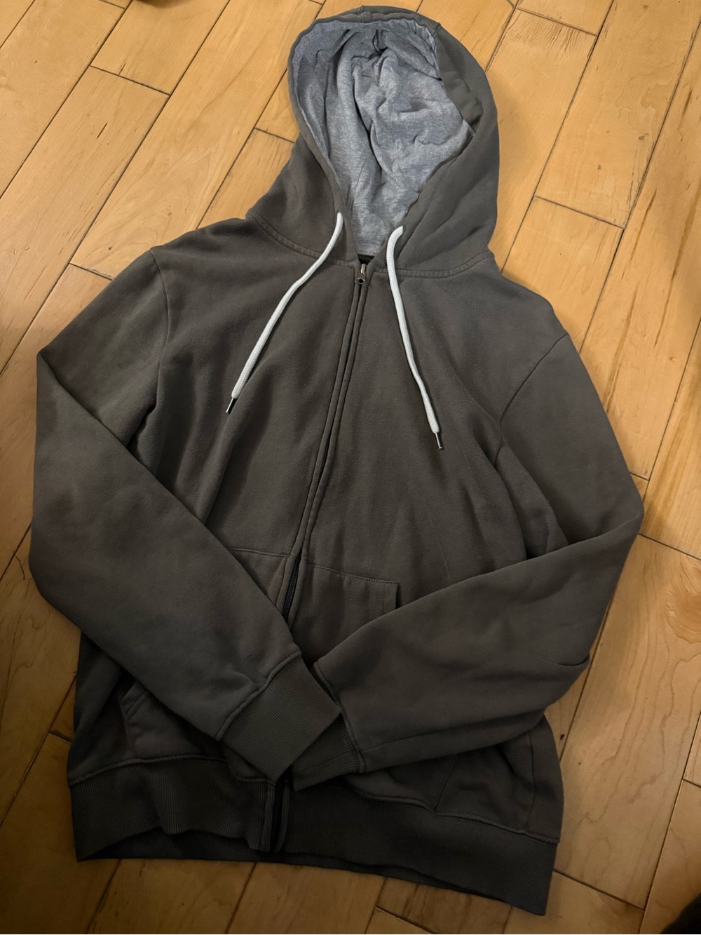 Men's Dark Gray Full-Zip Hooded Sweatshirt
